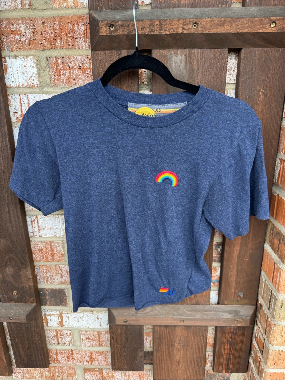 Aviator Nation Navy Short-Sleeve Tee with Rainbow Patch